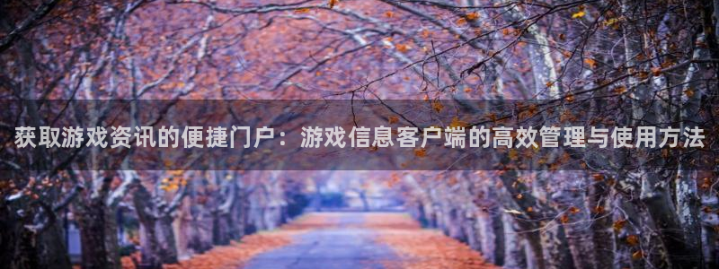 长征娱乐的意思：获取游戏资讯的便捷门户：游戏信息客户端的高效